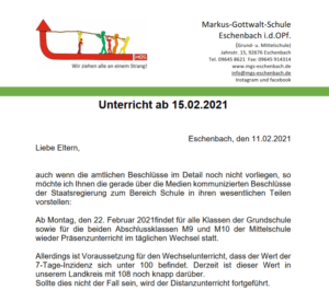 Read more about the article Eltern Info 11.2.21