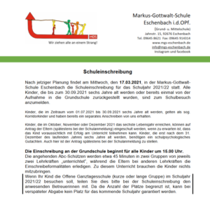 Read more about the article Schuleinschreibung 2021