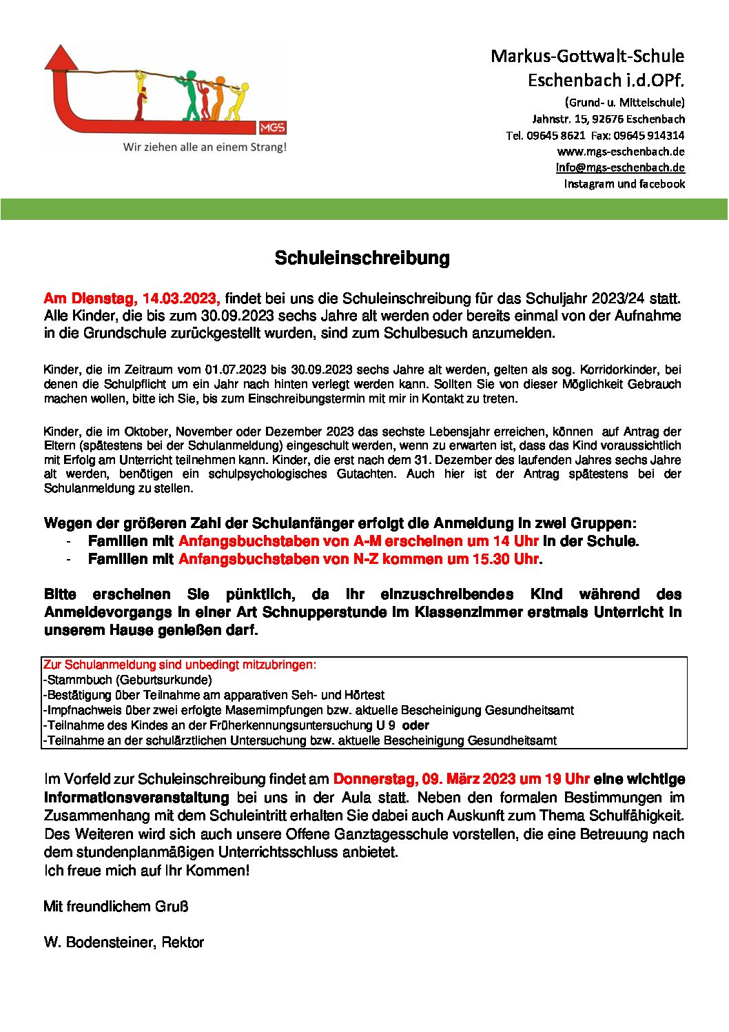 Read more about the article Schuleinschreibung 2023