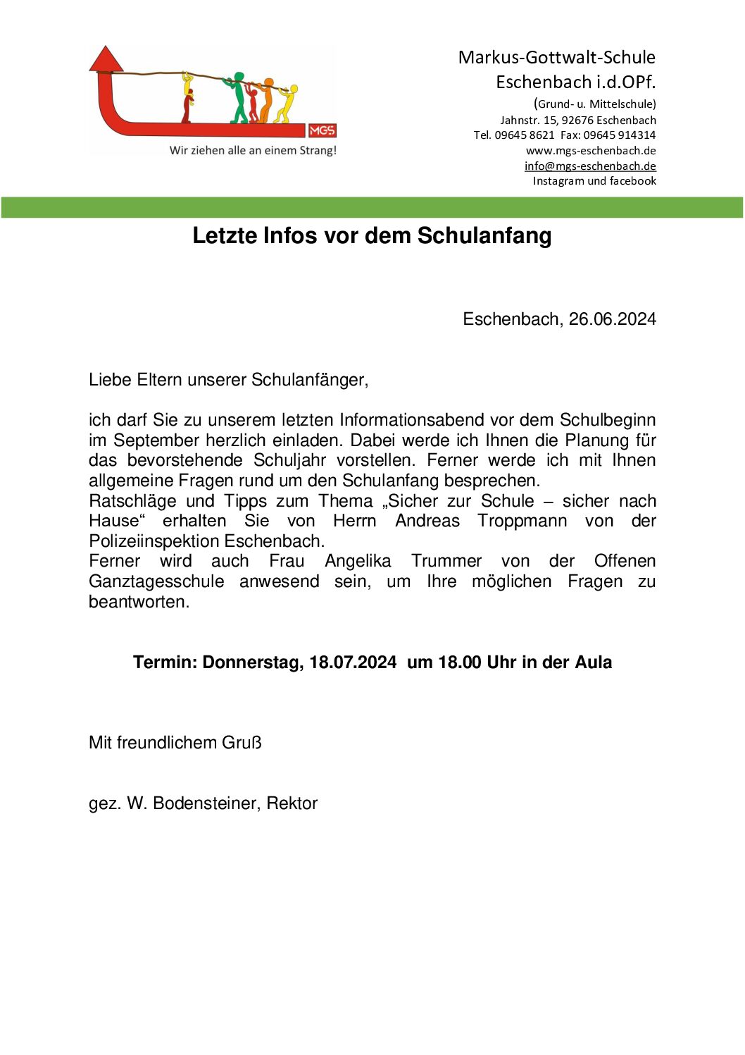 You are currently viewing Letzte Infos vor dem Schulanfang