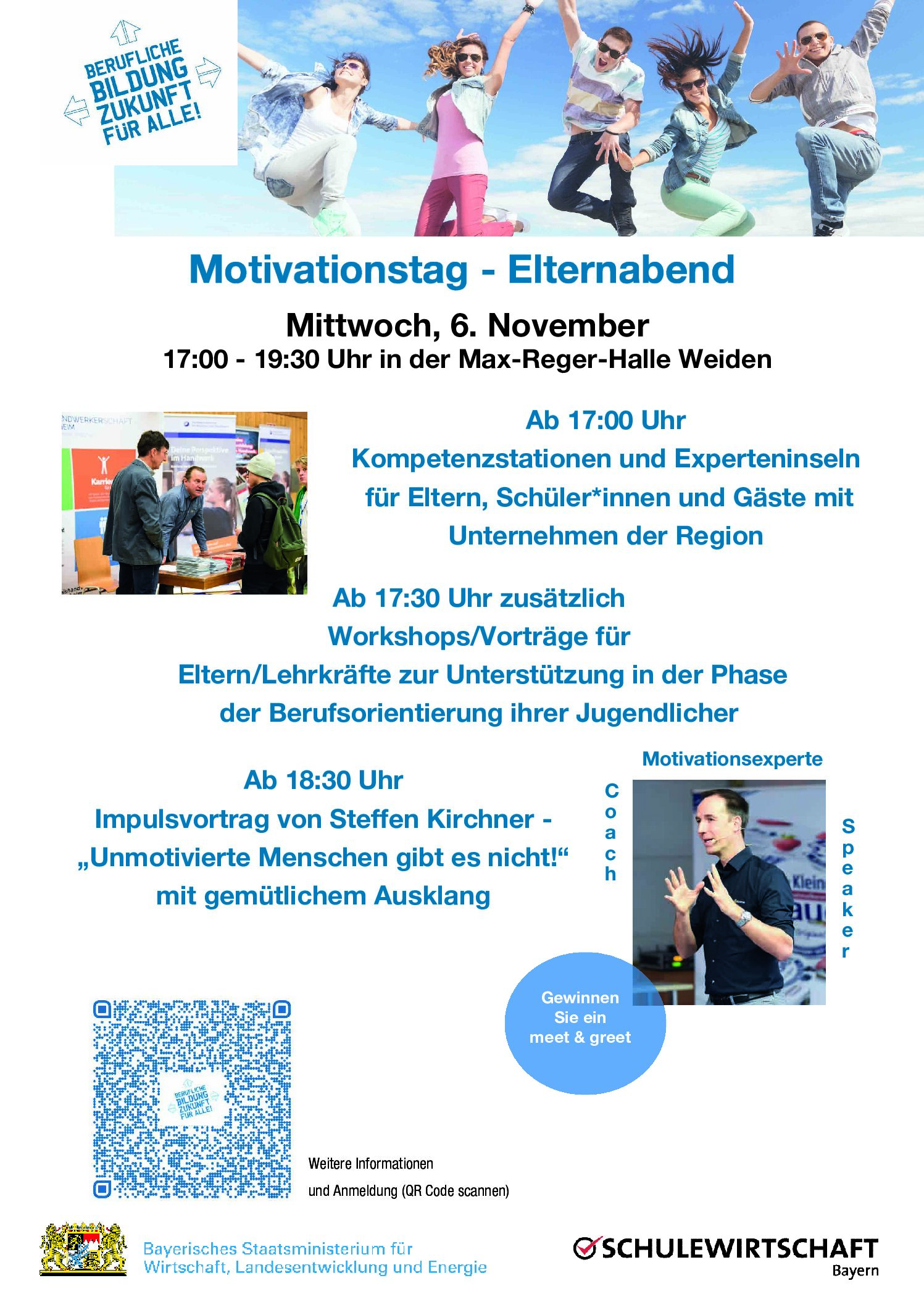 Read more about the article Motivationstag „Berufliche Bildung – Zukunft für alle!“ am 6. November 2024 in der Max-Reger-Halle in Weiden i. d. Opf.