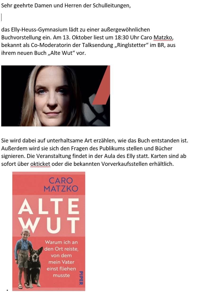 Read more about the article Autorenlesung/Buchvorstellung Caro Matzko am 13. Oktober um 18:30
